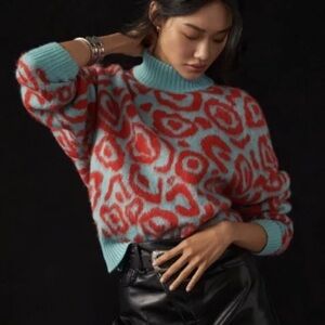 Anthropologie Essential Antwerp Jacquard Turtleneck Sweater Size M New with Tag